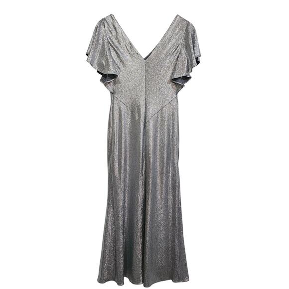 Lauren Ralph Lauren Metallic Silver Gown Size 2 - Picture 3 of 7